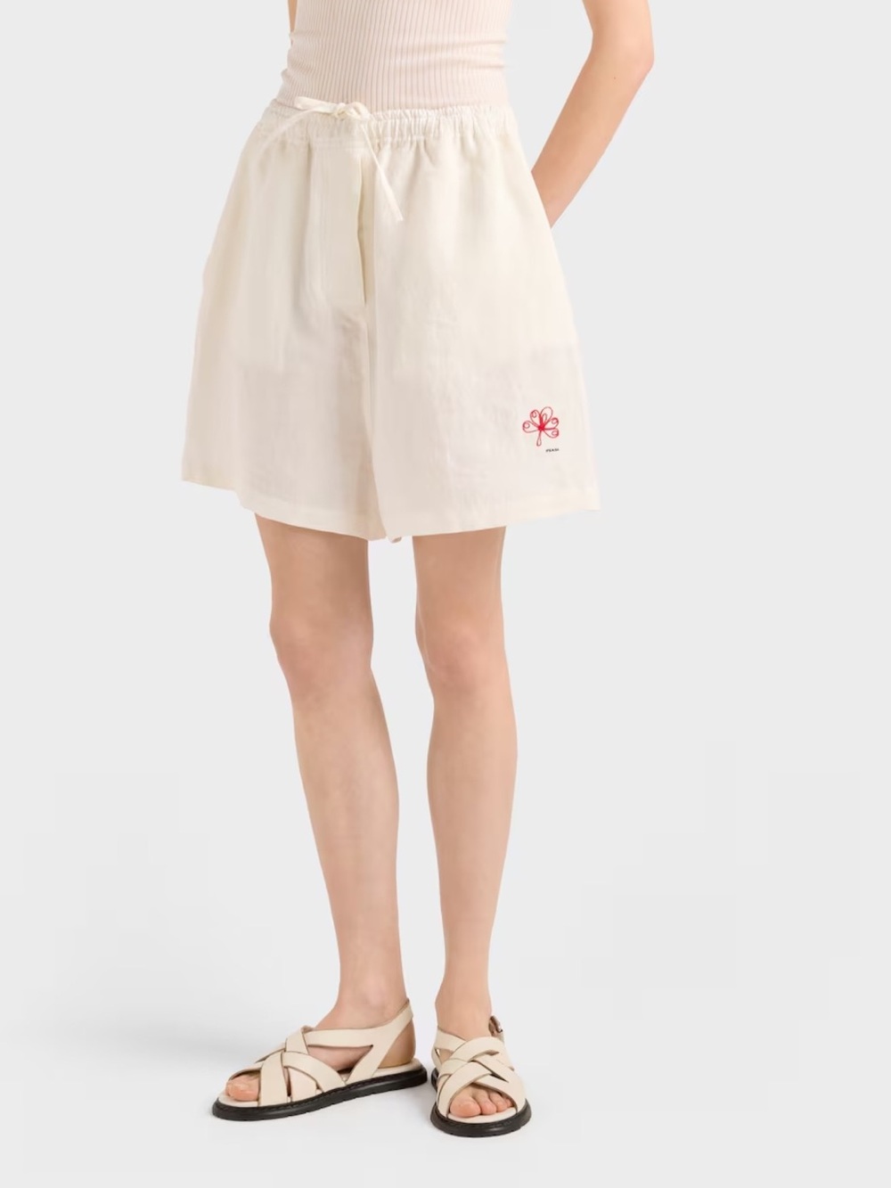 Prada Embroidered Slubbed Shorts It38